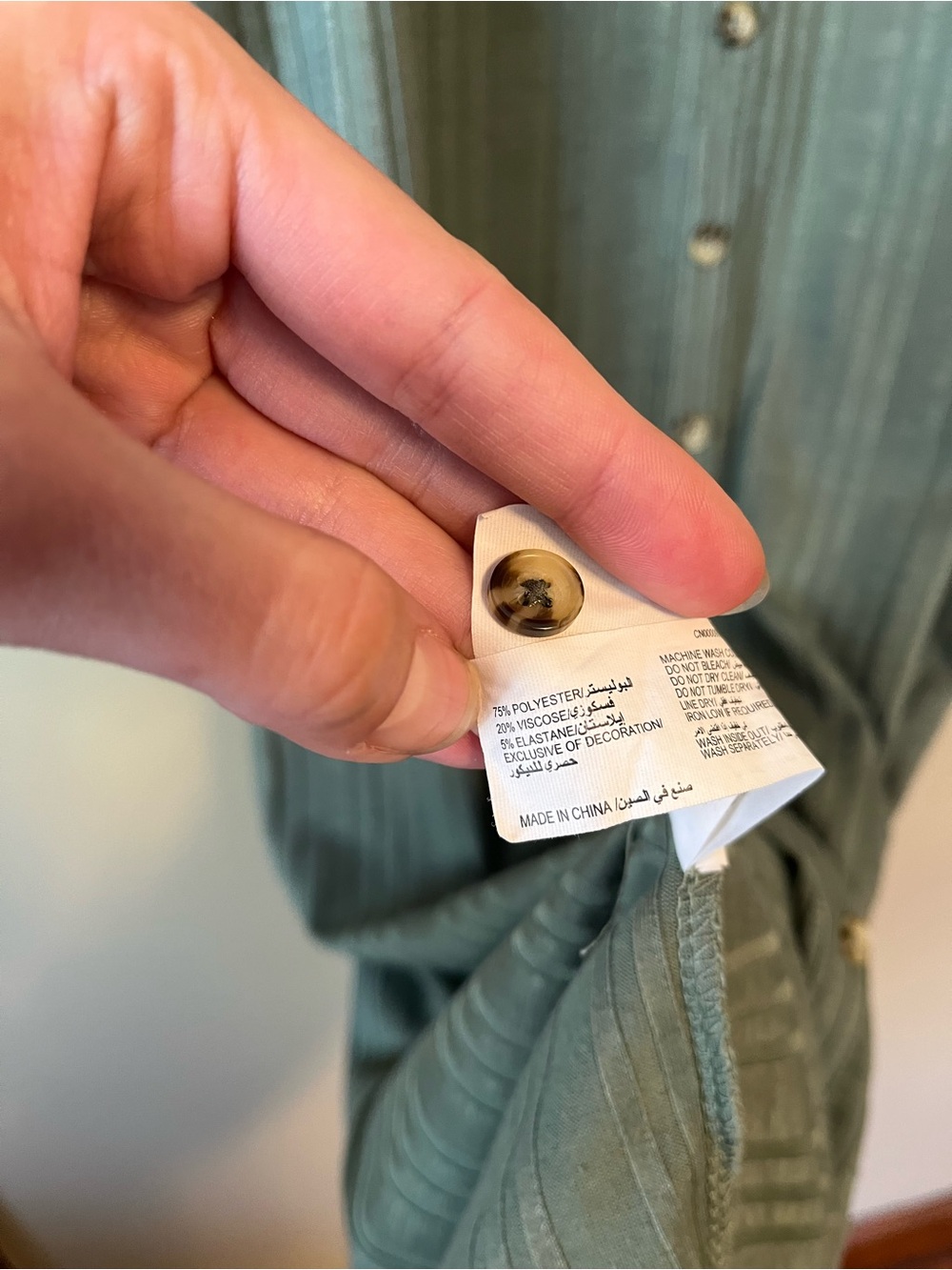 Olive Green Ribbed Button-Front Dress - Picture 7 of 7